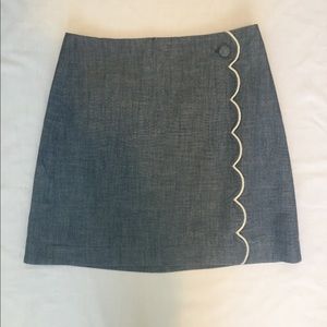 J Crew Scalloped Chambray Skirt